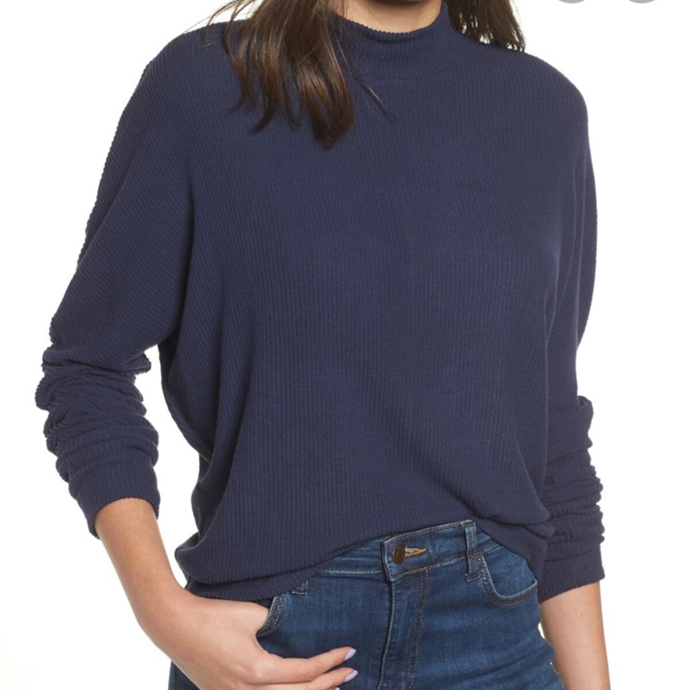 Mock neck dolman sleeve sweater
